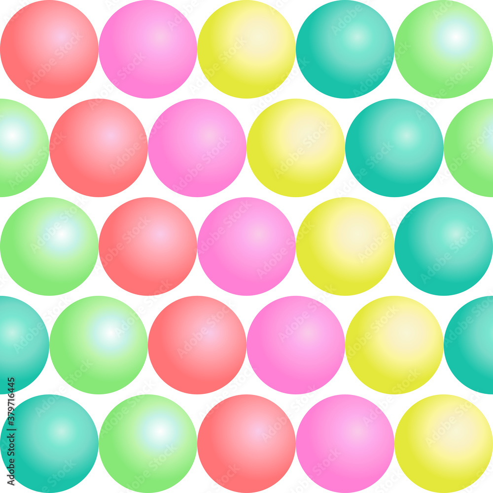 Sweet pastel seamless of gum balls isolated on white background. Suitable for wrapping paper, wallpaper, fabric, backdrop and etc.