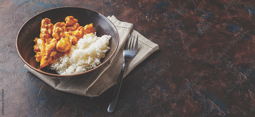 Curried Coconut Chicken with rise Curried Coconut Chicken with rise