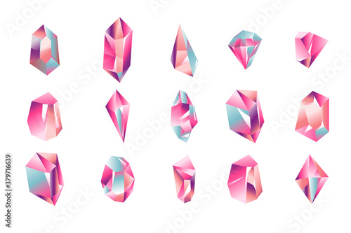 Set of Crystal Gemstones Collection Vector Illustration