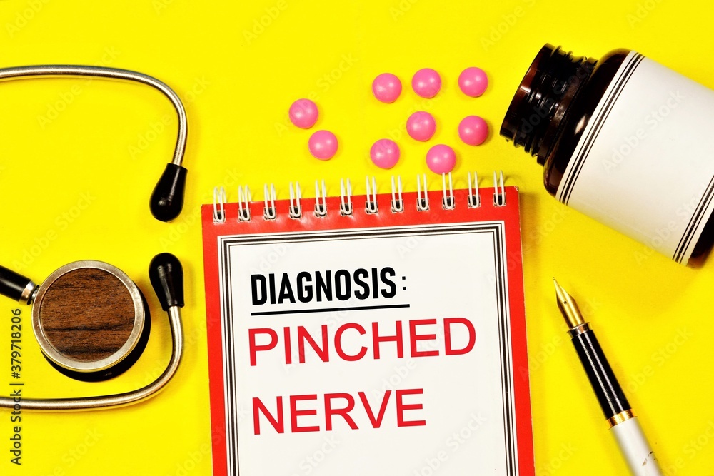 Pinched nerve. Text label on the form in the medical folder. The