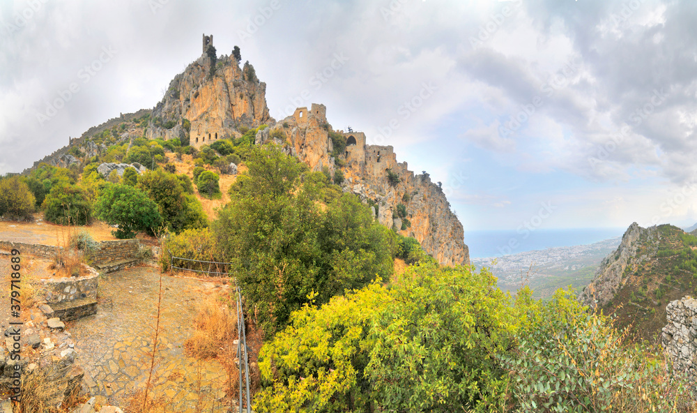 The Saint Hilarion Castle  on the Kyrenia mountain range, in Cyprus. 