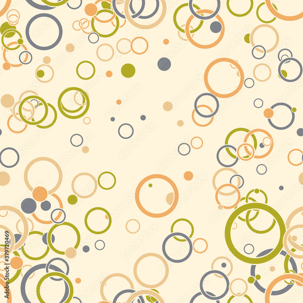 Abstract seamless pattern with colorful chaotic small thin line circles, rings on background. Infinity messy geometric pattern. Vector illustration. Abstract seamless pattern with colorful chaotic small thin line circles, rings on background. Infinity messy geometric pattern. Vector illustration.