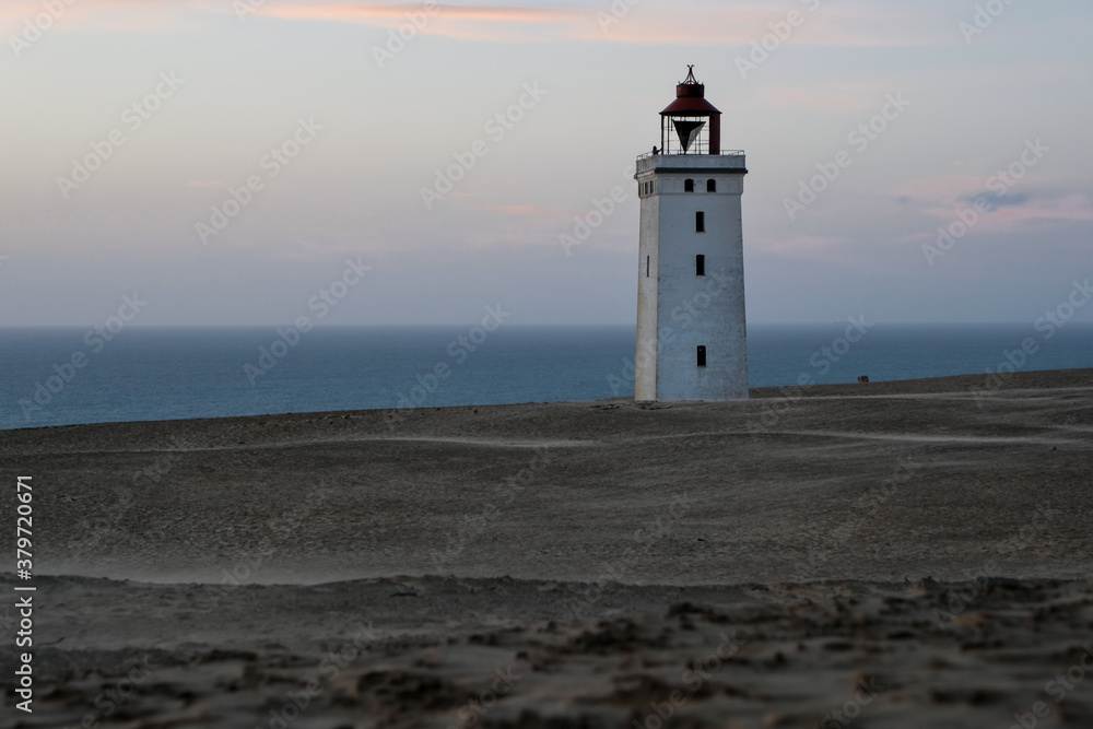Famous Lighthouse Rubjerg knude fyr at Sunrise, Denmark, Europe