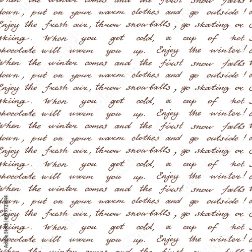 Seamless pattern of calligraphy. Vintage handwritten letter. Female handwriting. Sepia effect. Vector illustration.