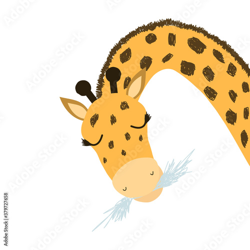 Funny giraffe. Kids print. Vector hand drawn illustration.