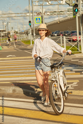 Fototapeta Naklejka Na Ścianę i Meble -  biker on crosswalk