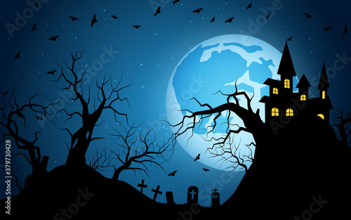 Halloween scary night vector background