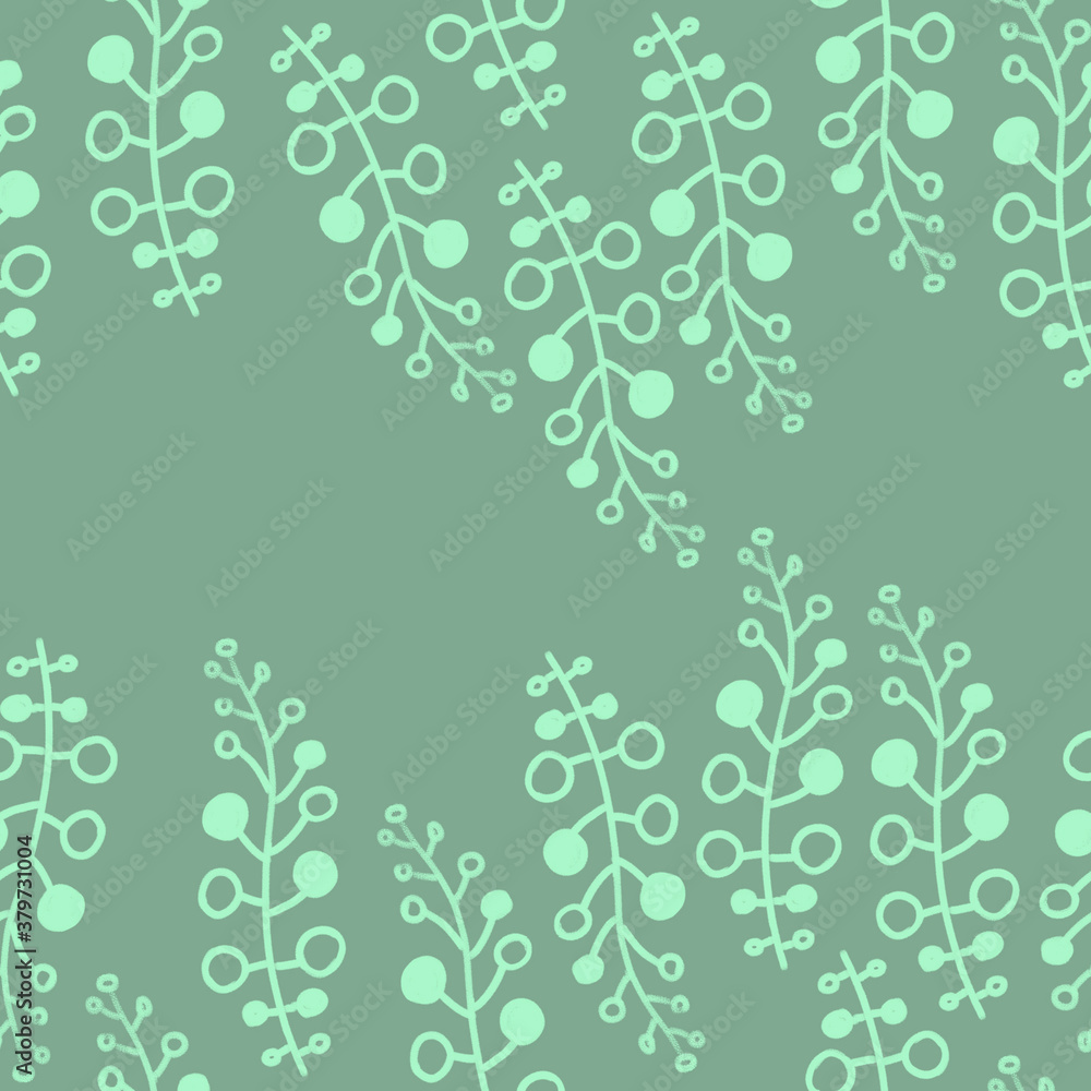 calming ornament of abstract twigs with leaves calming ornament of abstract twigs with leaves