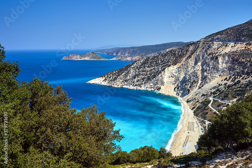 Rocky coast and Mitros beach on the island of Kefalonia © GKor