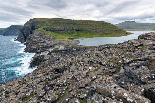 Sorvagsvatn lake cliffs on Faroe Islands photo