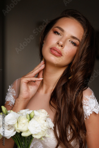 portrait of a beautiful bride with makeup