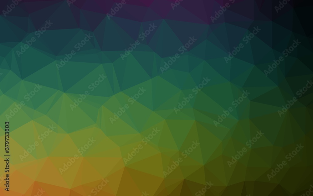 Obraz premium Dark Multicolor, Rainbow vector shining triangular background. Modern geometrical abstract illustration with gradient. Brand new style for your business design.