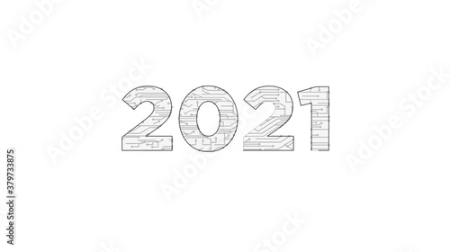 2021 year number futuristic illustration