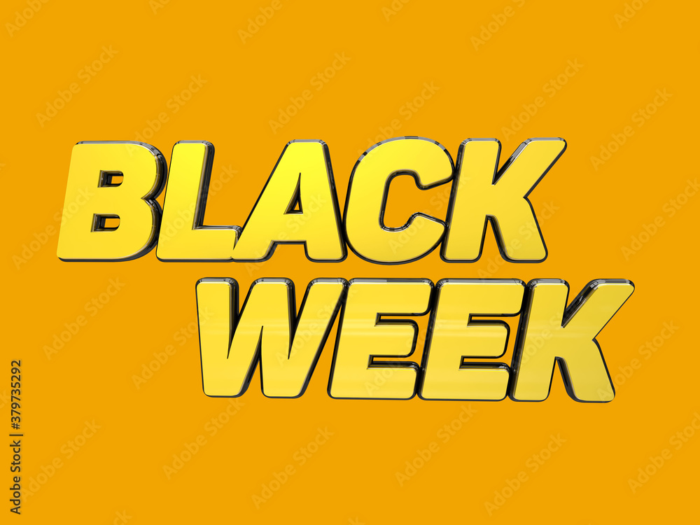 Black Week Yellow sale orange. Logo sale Black Week. Black Friday. background yellow orange. 3d logo.