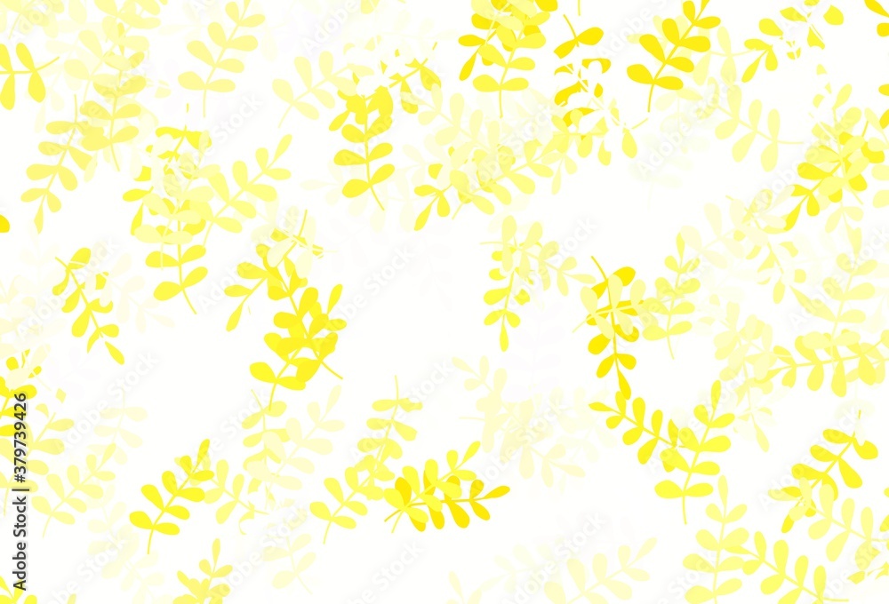 Light Yellow vector doodle background with leaves.