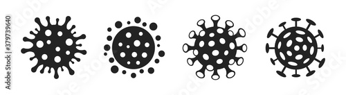 Set of coronavirus or flu virus vector icons isolated on a white background.