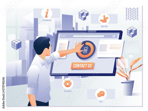 Contact Us Feedback Customer Support Help Concept.Online Customer Support and Helpdesk Concept. Flat Vector Illustration.