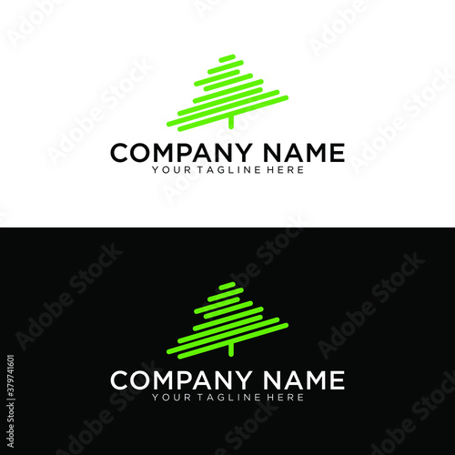 pine evergreen fir hemlock spruce conifer cedar coniferous cypress larch pinus tree forest vintage retro hipster line art Logo design