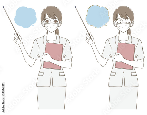 Wallpaper Mural Medical / beauty hand-painted style female upper body illustration facial expression set wearing uniform and mask Torontodigital.ca