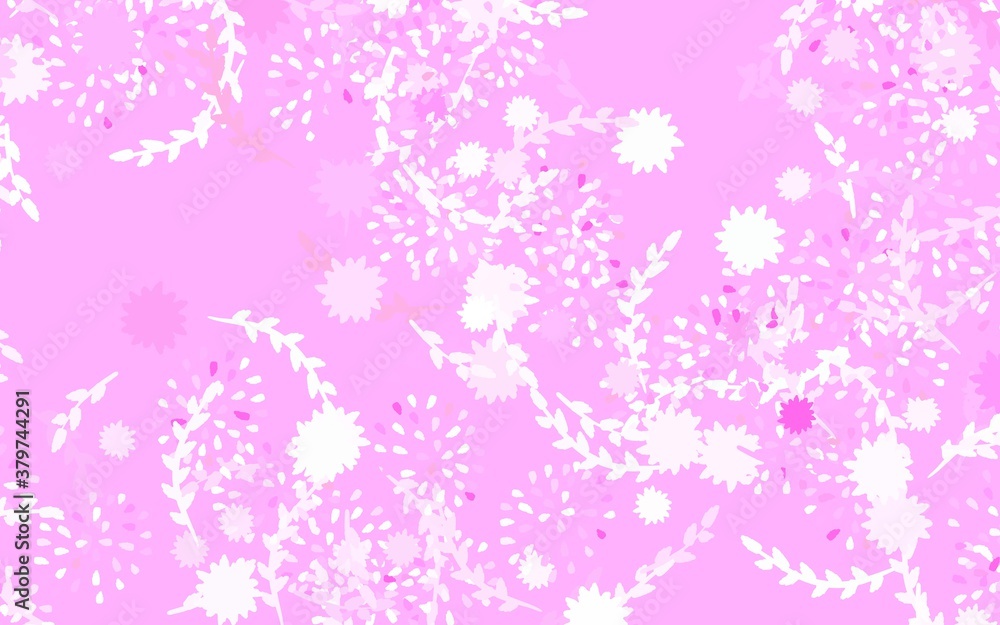 Light Pink vector doodle texture with flowers, roses.
