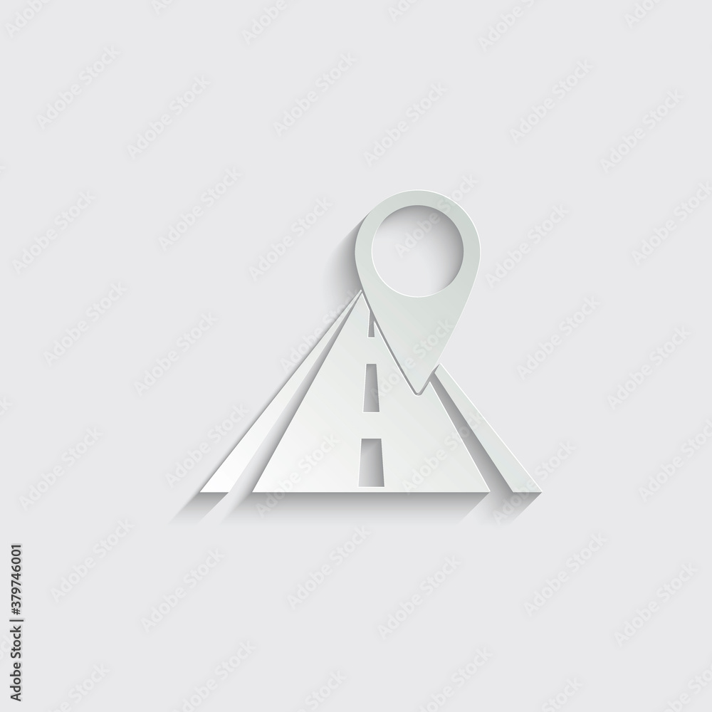 paper Road icon with gps icon. black vector paper Road icon with gps icon. black vector