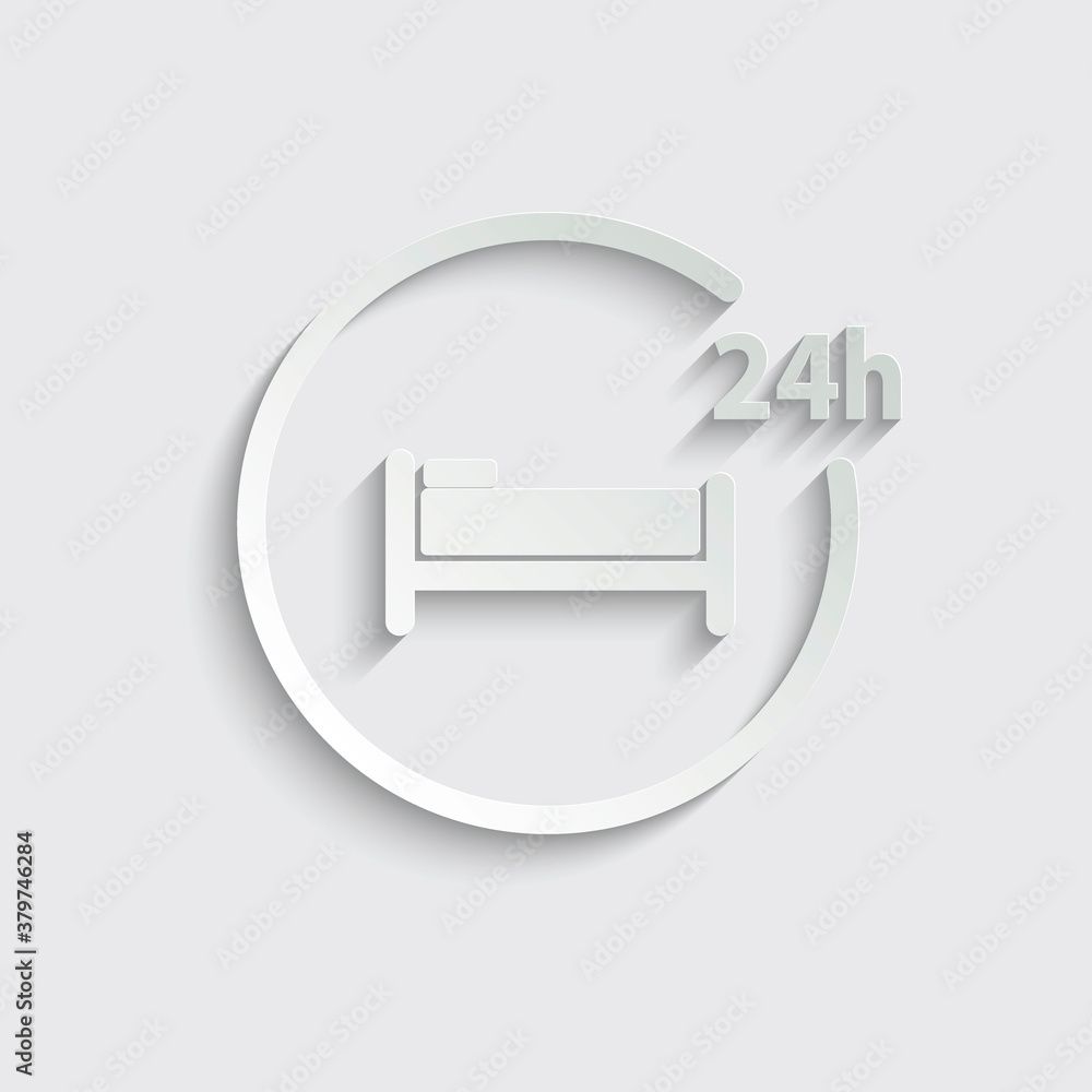 paper hotel icon. Icon 24 Hour black hotel vector sign paper hotel icon. Icon 24 Hour black hotel vector sign