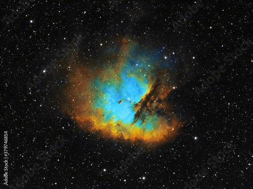 Bild auf Leinwand The Pacman Nebula (NGC 281), bright emission nebula and H-alpha region located i