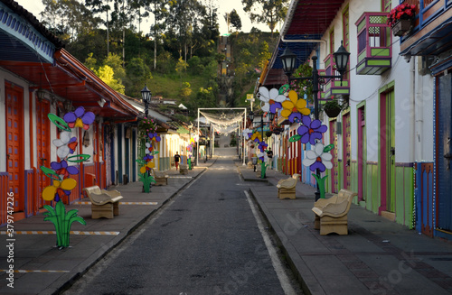 Colombia - Salento Street at Sunrise