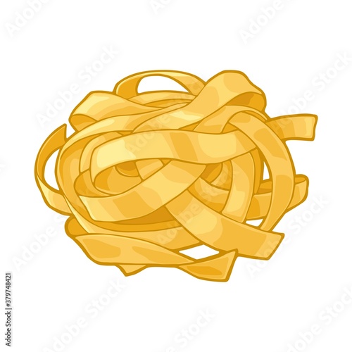 Pasta fettuccine. Vector color illustration isolated on white background.