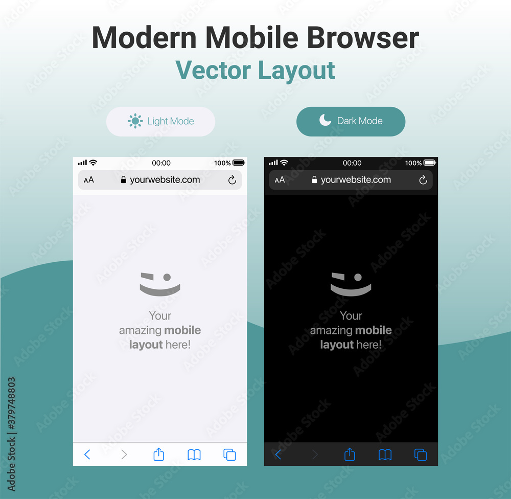 Modern mobile browser template vector	