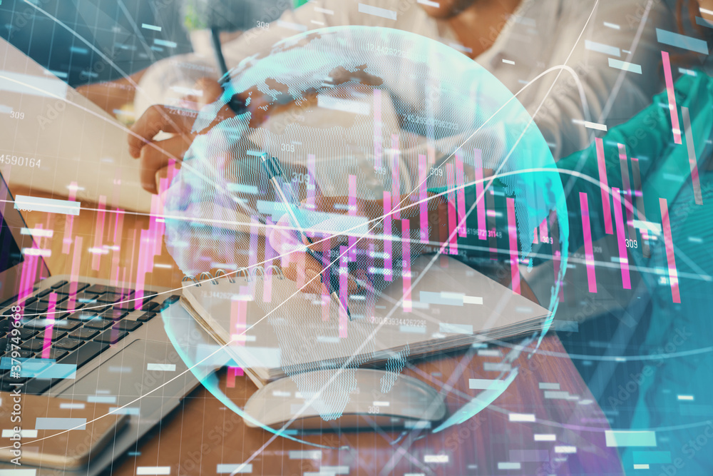 custom made wallpaper toronto digitalDouble exposure of forex chart drawing over people taking notes background. Concept of financial analysis