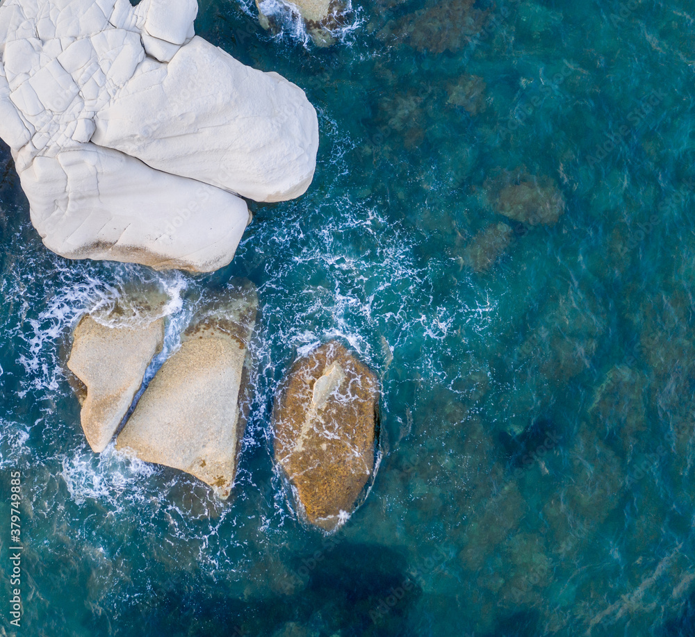 an aerial view of white rock formations on the seafront coastline of Limassol in Cyprus an aerial view of white rock formations on the seafront coastline of Limassol in Cyprus