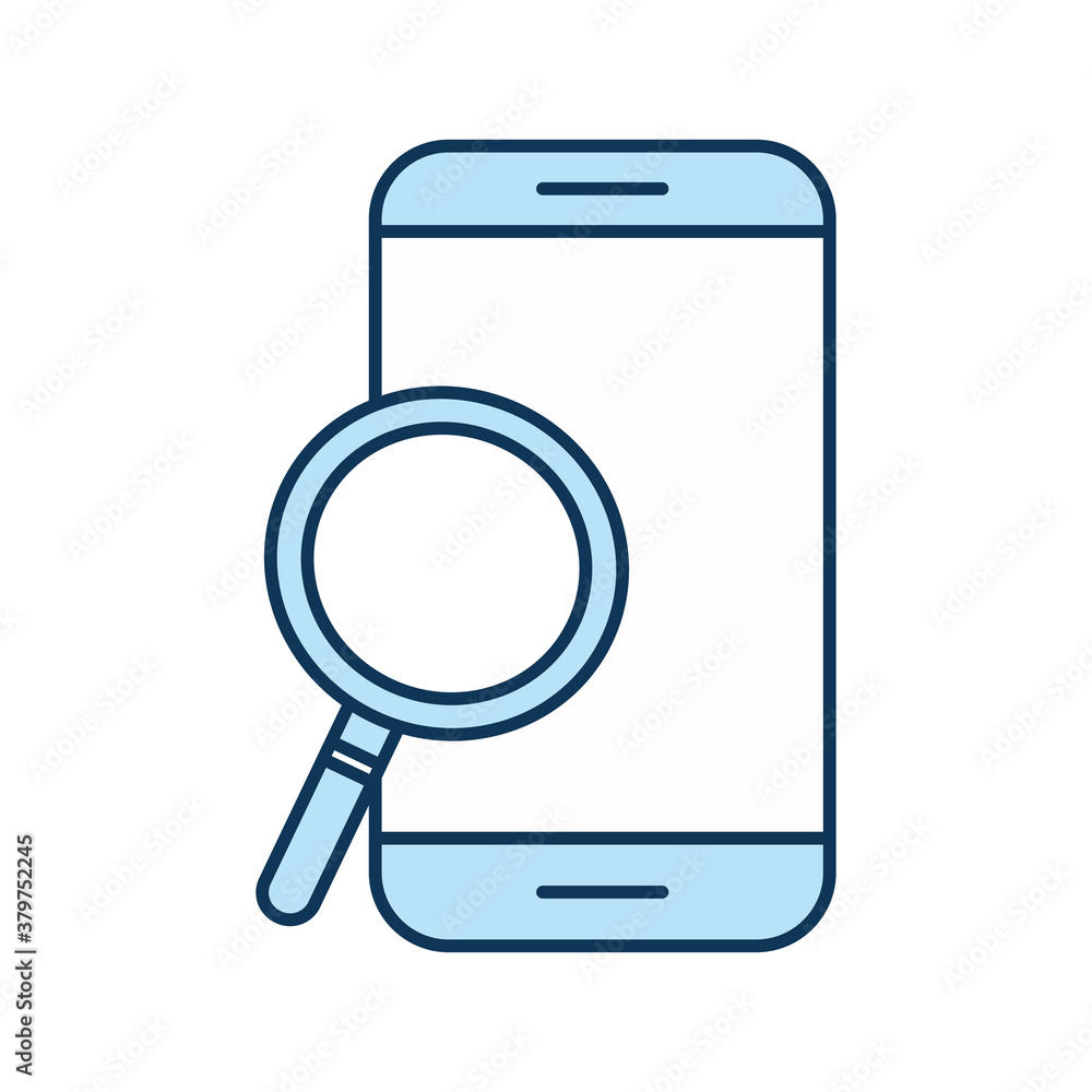 lupe with smartphone line and fill style icon vector design lupe with smartphone line and fill style icon vector design