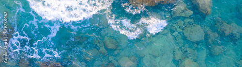 Paphos Cyprus beach waves hitting the rocks