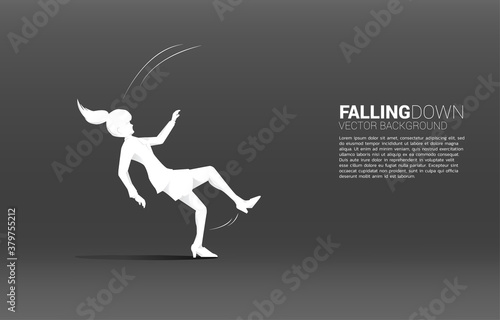 silhouette of businesswoman falling on the floor. Concept for fail and accidental business