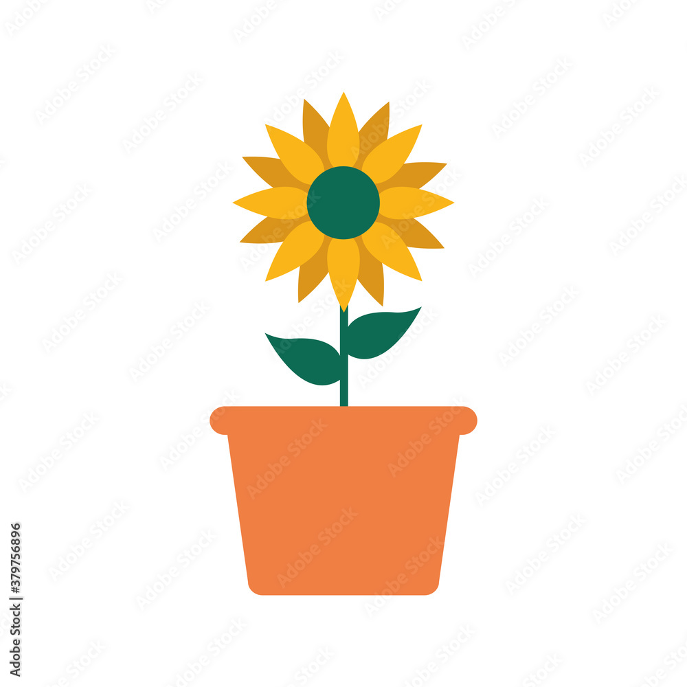 Obraz premium flower inside pot flat style icon vector design