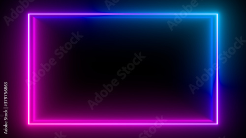 Multi-colored neon lamp on a black background. Halogen light. Simple figure.