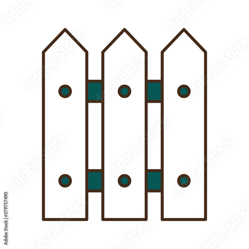 garden fence line and fill style icon vector design
