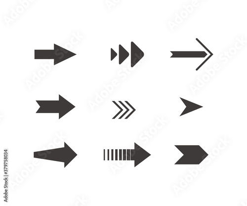 collection of black arrows symbol vector