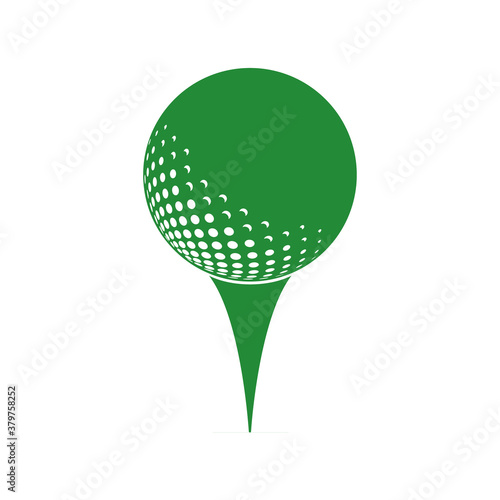 Golf logo with elements of ball design. Can be used for golf equipment companies.