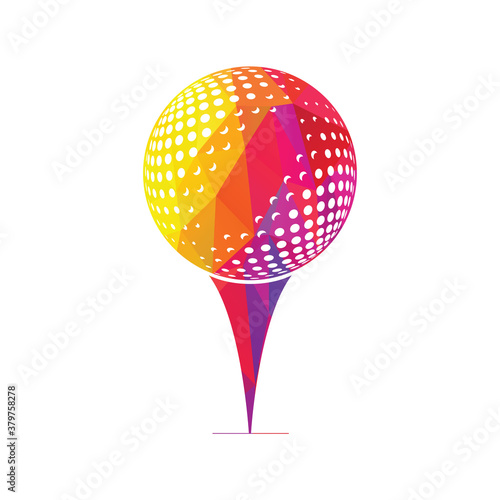 Golf logo with elements of ball design. Can be used for golf equipment companies.