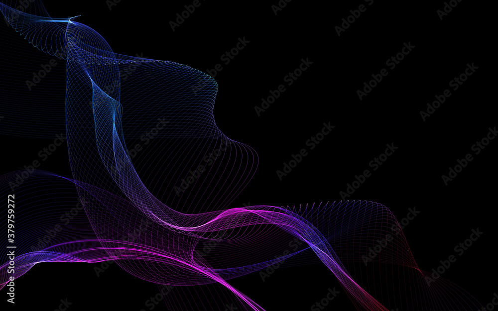 Fototapeta premium Dark abstract background with a glowing abstract waves