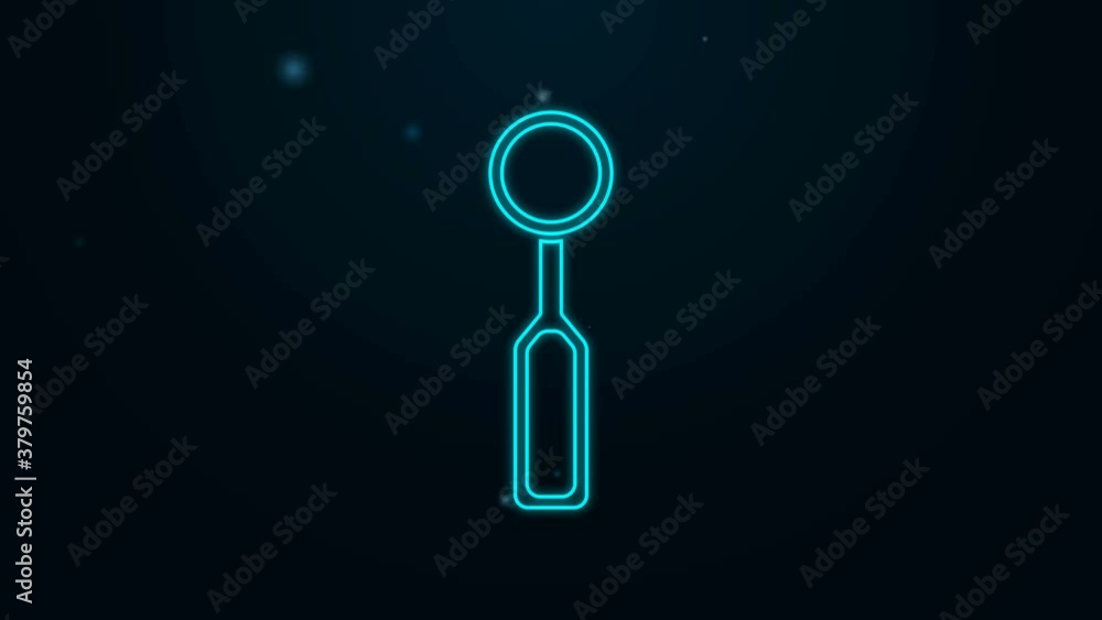 Glowing neon line Dental inspection mirror icon isolated on black background. Tool dental checkup. 4K Video motion graphic animation Glowing neon line Dental inspection mirror icon isolated on black background. Tool dental checkup. 4K Video motion graphic animation