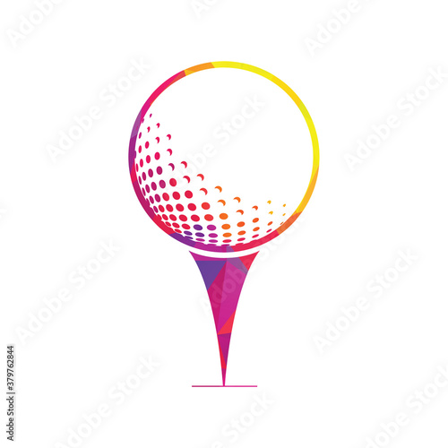 Golf logo with elements of ball design. Can be used for golf equipment companies.