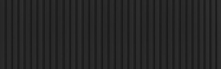 Panorama of Black Corrugated metal background and texture surface or galvanize steel