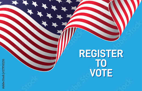 Register to vote banner design. Elections in the United States of America. Vector illustration.