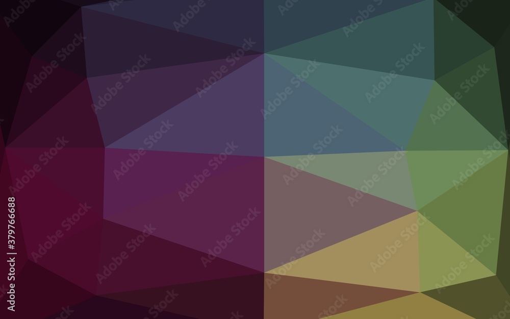 Obraz premium Dark Pink, Green vector triangle mosaic texture. Creative illustration in halftone style with gradient. Brand new design for your business.