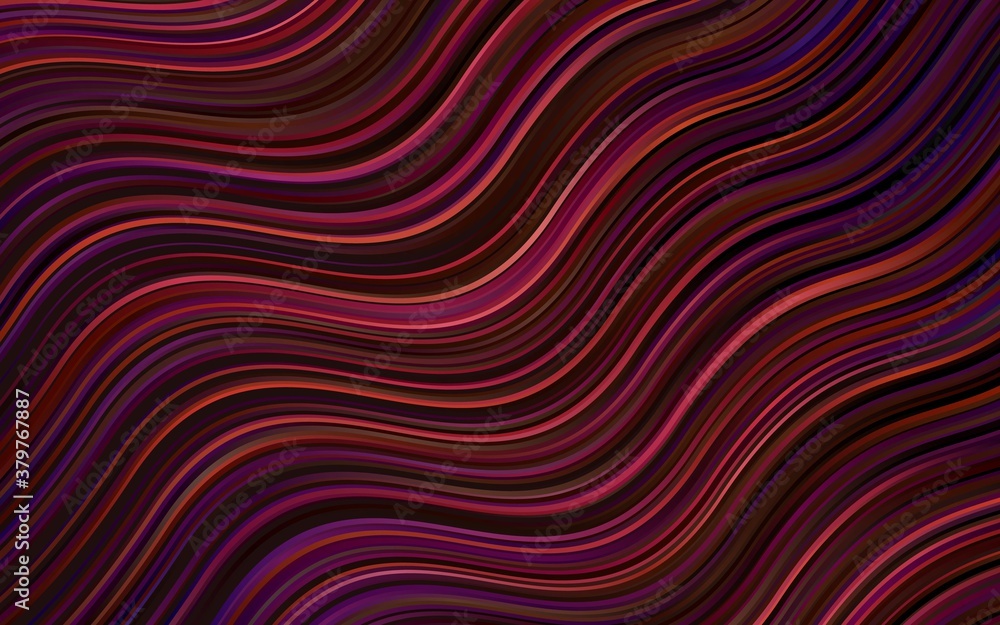 Dark Pink, Red vector pattern with bent lines. Blurred geometric sample with gradient bubbles.  Pattern for your business design.