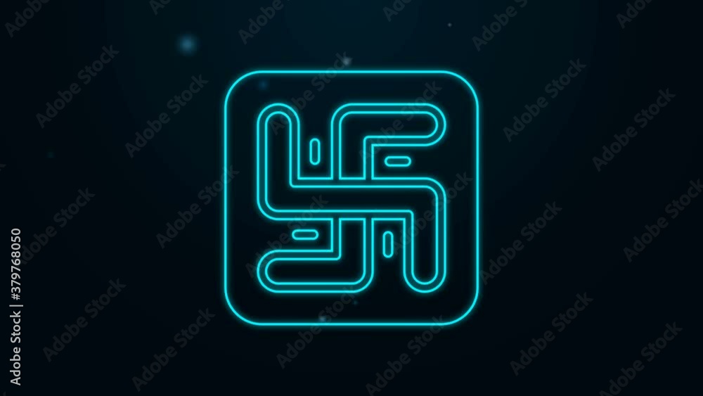 Glowing neon line Hindu swastika religious symbol icon isolated on black background. 4K Video motion graphic animation Glowing neon line Hindu swastika religious symbol icon isolated on black background. 4K Video motion graphic animation