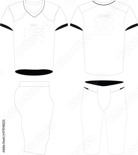 American Football jersey,t-shirt sport design template uniforms front and back view illustration vectors 